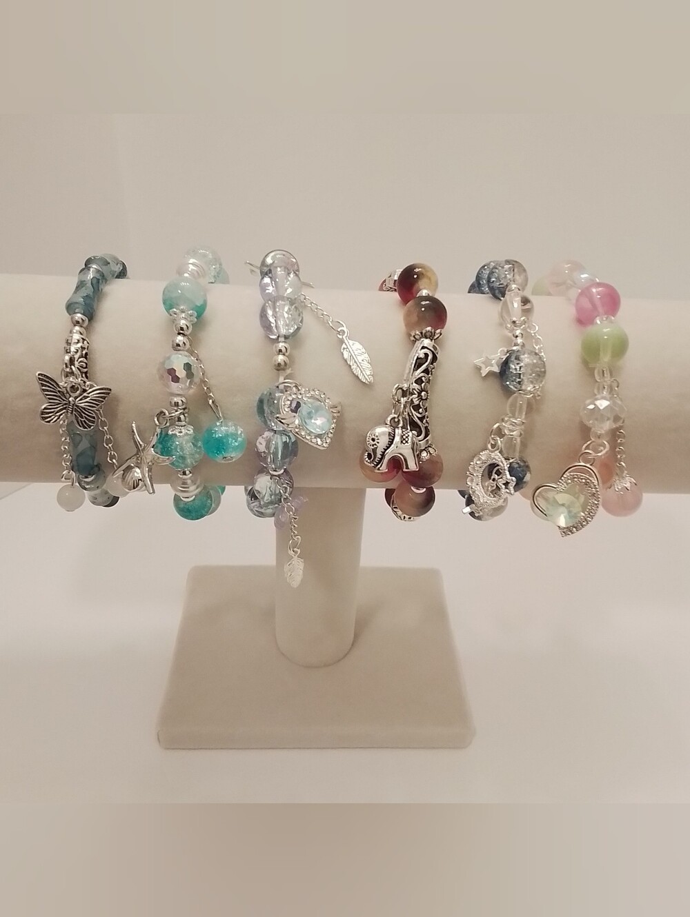 Handmade Glass Charm Bracelets- Set Of 6